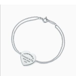 Tiffany & Co. Silver Double Chain Heart Bracelet